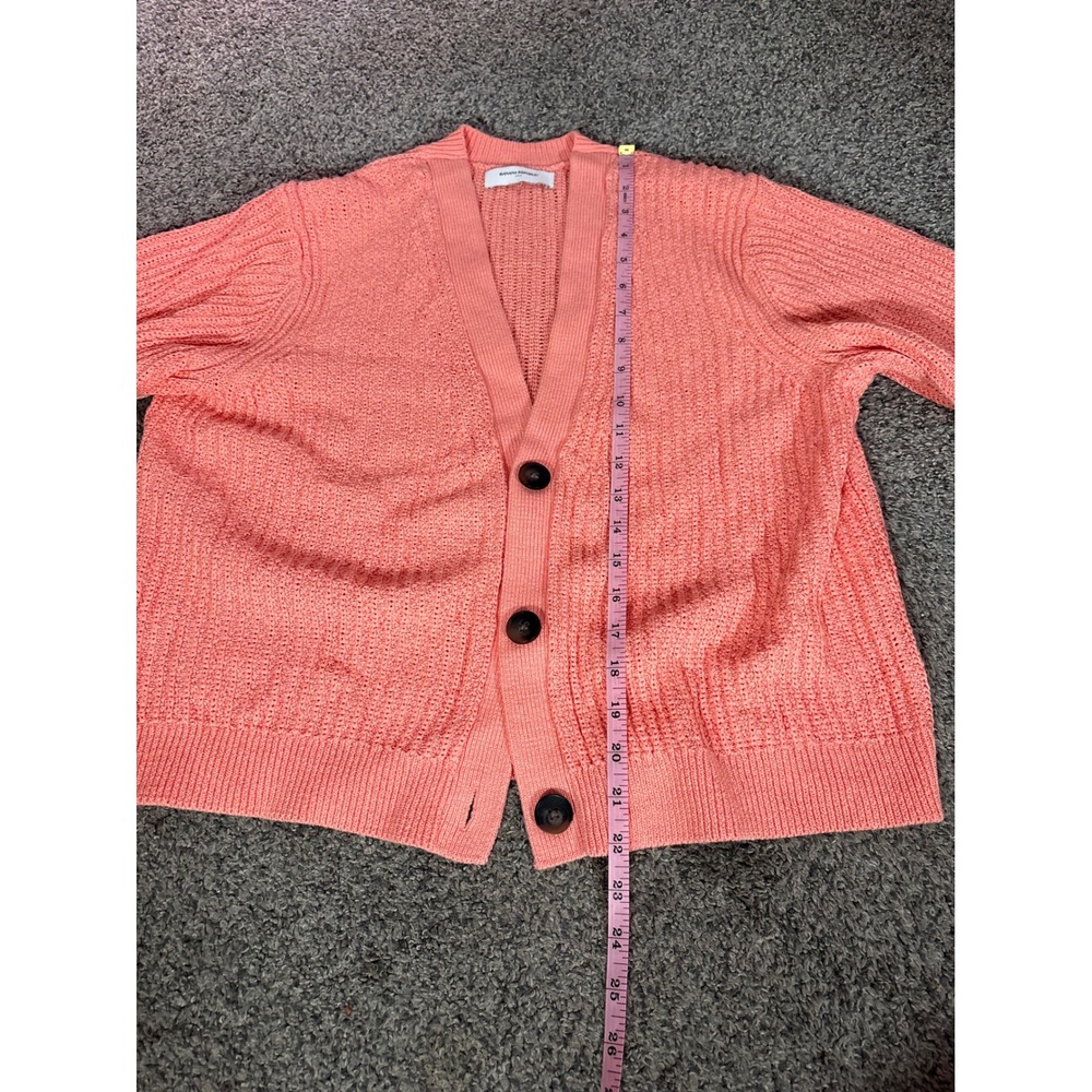 Banana Republic Cardigan Women XL Pink Button Front Ribbed Knit Sweater Coastal - Picture 8 of 11